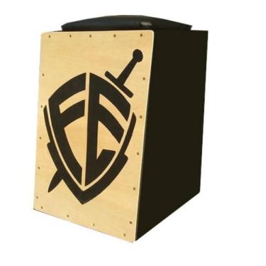 Imagem de Cajon Profissional Inclinado Acústico SR Drums, ESCUDO FÉ 