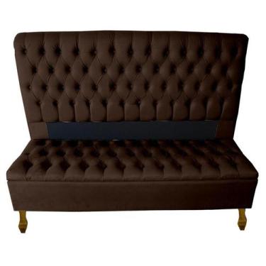 Imagem de Cabeceira + Recamier Baú Capitone Iza Para Cama Box Super King 198 Cm 