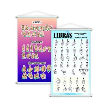 Imagem de Sinais Libras + Números e Quantidades Kit 2 Banners Grande - PlimShop