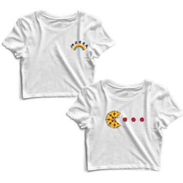Imagem de Kit 2 Blusas Cropped Tshirt Feminina Morra e Joguinho Pizza - Goup Sup