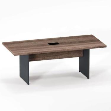 Imagem de Mesa De Reunião Retangular Com Power Box PE 40 Pandin 2,00 M Walnut e 