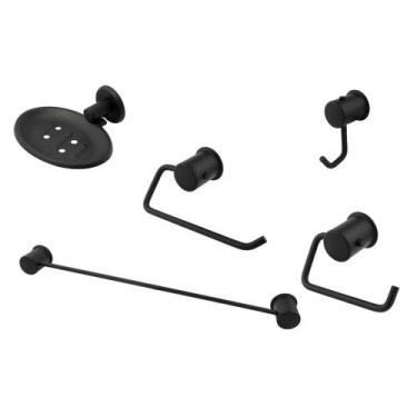 Imagem de Kit Black C/ Saboneteira Inox Madri - Levo