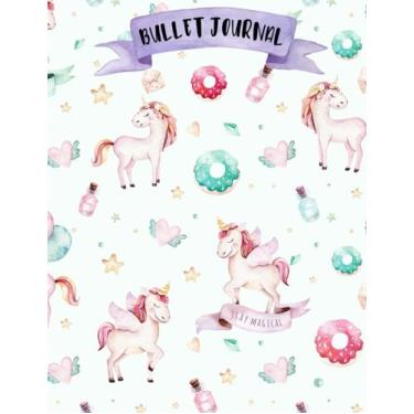 Imagem de Bullet Journal: A4 - Licorne - 160 pages - couverture souple "glossy" - Pointillés - Dot point, bullet journal, dot grid, planner, planning, organizer, journal, Licornes, Bujo