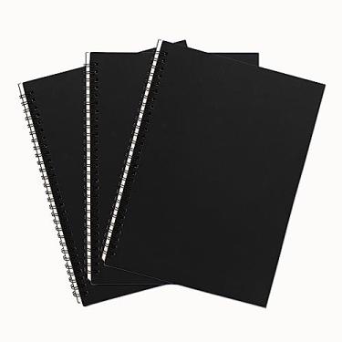 Imagem de DSTELIN 25,4 cm x 19 cm, 100 g/m2, caderno espiral em branco, pacote com 3, capa macia, caderno de esboços, 120 páginas/60 folhas, (preto)