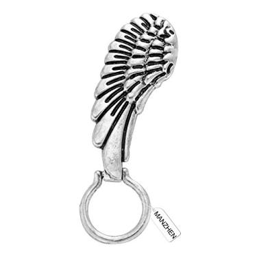 Imagem de MANZHEN Sobrenatural Protection Angel Wings Suporte de óculos Broches para camisa, Zinco