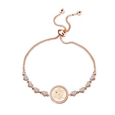 Imagem de LQRI Presente do exército dos Estados Unidos, medalha do exército dos EUA, joia militar, presente para mãe do exército, esposa, presente de implantação militar, 8 inches, Metal, Cobre