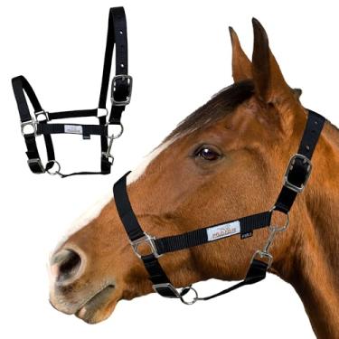 Imagem de Prairie Horse Supply Cabresto de cavalo de nylon, preto - 2,5 cm de largura, cabresto ajustável para cavalo, arnês de cavalo, cabresto de pônei, equipamentos e suprimentos para cavalos - Ideal para