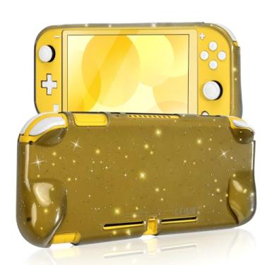 Imagem de DLseego Capa protetora para Nintendo Switch Lite, capa de TPU macio com glitter transparente com absorção de choque e design antiarranhões, capa protetora traseira com glitter de cristal - preta