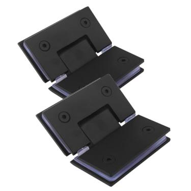 Imagem de WANLIAN Dobradiça de porta de vidro de chuveiro sem moldura de 135° resistente, dobradiças de armário de aço inoxidável, para vidro temperado de 8 a 12 mm, preto (2 peças) - ideal para portas de