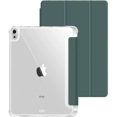 Imagem de Capa PREMIUM iPad Air 4a, 5a e 6a Geração 10.9″ - Suporte para Apple Pencil Fundo Transparente Proteção Total - Anti Impacto/Auto Sleep/Tampa Magnética/Premium Resistente Funcional (Verde Escuro)