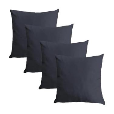 Imagem de Kit 4 Capas para Almofada em Veludo Liso Quadrada 60x60 Cinza Chumbo