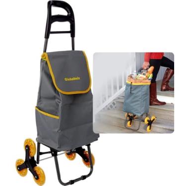 Imagem de Carrinho Transporte Carga 3 Rodas 40Kg Sobe Escadas Feira Supermercado Bolsa Removivel