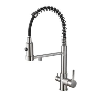 Imagem de Torneiras de cozinha pretas, escova de níquel, torneira misturadora de cozinha, torneira com sensor de guindaste, filtro de água quente e fria, purificador de água, escova de níquel