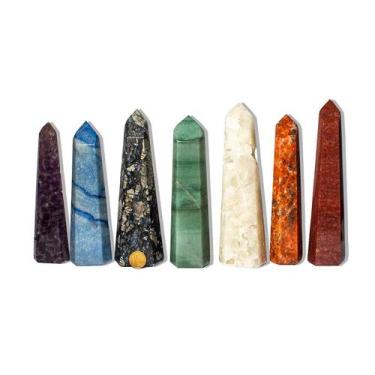 Imagem de Kit 7 Chakras Pedras Naturais Lapidadas 16 a 18cm Extra - CristaisdeCu