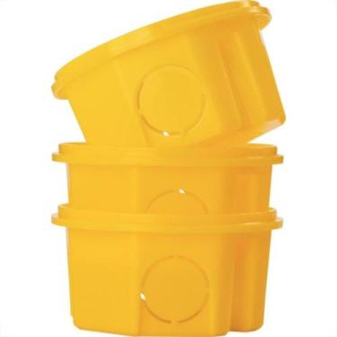 Imagem de Caixinha Luz Plastica 3X3 Tramontina Amarela Orelha Pvc - Kit C/20