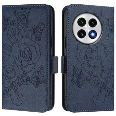 Imagem de Capa carteira rosa e borboleta em relevo para OnePlus 13, [bloqueio RFID] [suporta carregamento sem fio] 3 compartimentos para cartão e 1 compartimento para dinheiro, capa flip com fivela magnética à