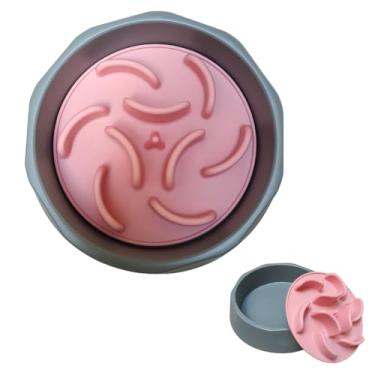 Imagem de Comedouro Lento para Cães e Gatos - Pote Plástico e Labirinto de Silicone - Incentivo a Mastigação - Tamanho Médio (Rosa)