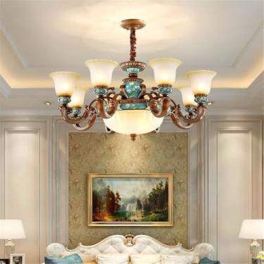 Imagem de Europeu Luxo Sala de Estar Lâmpada Pendente Americano Retro Restaurante Quarto Villa Hotel Roupa Salão de Beleza Café Lustre (M B 8 luzes)