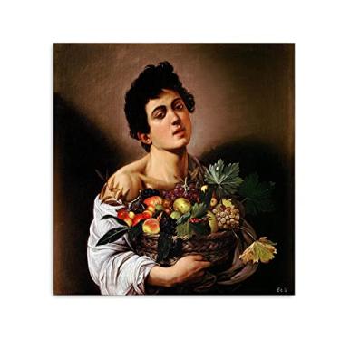 Imagem de JZSDGB Arte de parede em tela clássica - Michelangelo Merisi Caravaggio impressões - reprodução de pinturas a óleo famosas - menino com uma cesta de frutas - imagens de arte em tela arte de parede 40