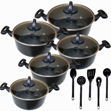 Imagem de Jogo de Panelas 5 Peças Teflon Antiaderente - Marcolar, Preto