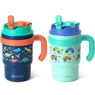 Imagem de Copo Isolado Infantil Fimibuke (473ml) com Alça e Canudo - Pacote com 