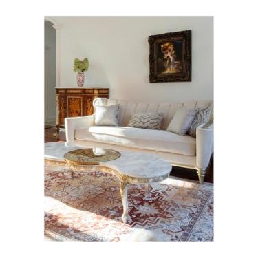 Imagem de Mont Brera Tapete de área de 15 x 23 cm para sala de estar, design persa vintage 15 x 23 com suporte antiderrapante para quarto, tapete lavável de lã e seda, lavável na máquina, tapete marrom 15 x 23