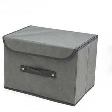 Imagem de Caixa Organizadora Com Tampa Multiuso Guarda-Roupas Closet Brinquedos Objetos Livros(1,Médio Cinza)