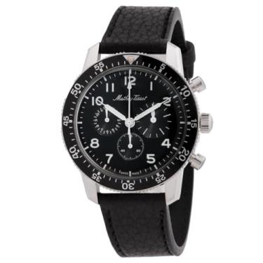 Imagem de Mathey-Tissot Relógio masculino com cronógrafo automático de 1968, mostrador preto, TYPE1968N