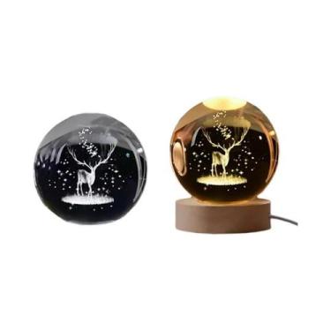 Imagem de Bola de Cristal 3D com Sistema Solar Gravado a Laser - Luz Noturna de 