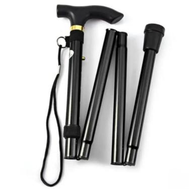 Imagem de Bengala Dobravel Regulavel Idoso Cego Altura Ajustavel Bastao Caminhada Apoio Tipo T Retratil