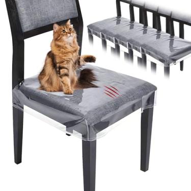 Imagem de LDXDRU Pacote com 6 capas de plástico para cadeira de jantar, capas de plástico transparente, protetor de cadeira de PVC, à prova d'água e resistente a arranhões para a maioria das cadeiras