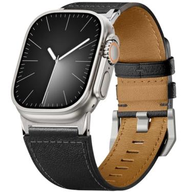Imagem de Suitisbest Pulseiras de couro compatíveis com Apple Watch Ultra de 49 mm, 46 mm, 45 mm, 44 mm e 42 mm, compatível com Apple Watch Ultra 10 9 8 7 6 5 4 3 SE