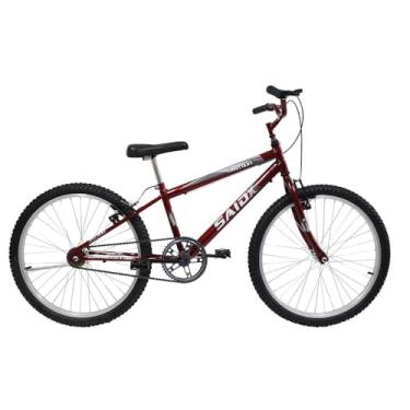Imagem de Bicicleta Aro 24 Bike Sem Marchas Feminina e Masculina Saidx Premium, Quadro em Aço, Freio V-Brake (Vermelho/Prata)