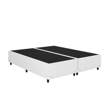 Imagem de Base Box Queen Bipartido Corino Branco 158x198