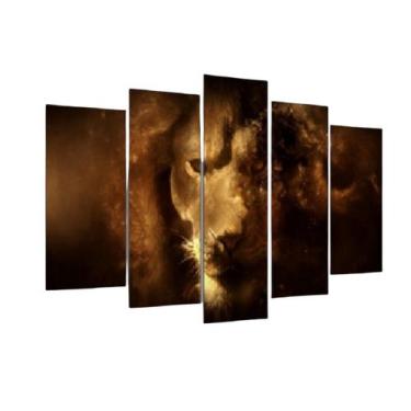 Imagem de Quadro Decorativo Mosaico 5 Peças Mo7 Leão De Judá 06 - Eco Decor