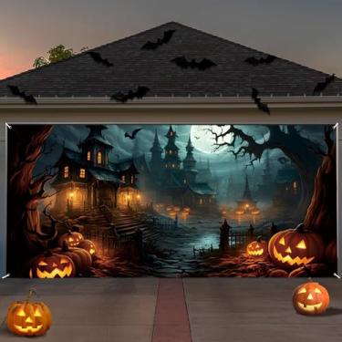 Imagem de ChloropLastid Feliz Dia das Bruxas Faixa de Porta de Garagem Festa Lua Cheia Noite Assustadora Castelo Zumbi Festa Backdorp Horror Halloween Garagem Porta Banner Chá de Bebê Criança Aniversário