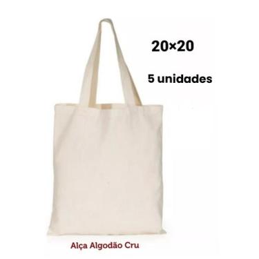 Imagem de Ecobag lisa algodão cru Ecológico 20x20 Kit com 5 - DE UMA MARIA PARA 