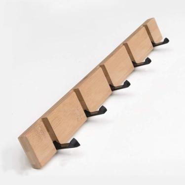 Imagem de Cabideiro De Parede, Madeira Com Ganchos Retráteis, Belas E Elegantes Roupas Para Pendurar Roupas, Chaves, Toalhas, Wood Color, 5 hook