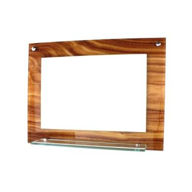 Imagem de Espelho Banheiro Com Prateleira 60Cm X 45Cm Madeira Nogueira