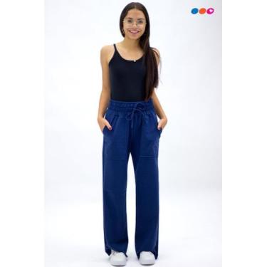 Imagem de Calça Pantalona Moletinho Juvenil Feminina - Nick.Tóia, Marinho, 12