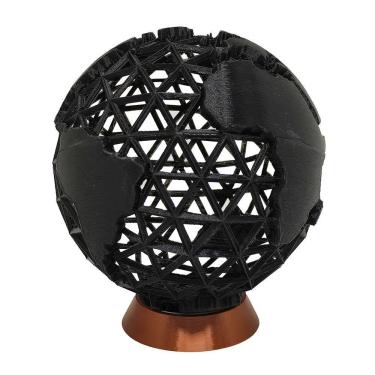 Imagem de Globo Terrestre 3d Vazado Decoração Decorativo Preto Base Cor Bronze
