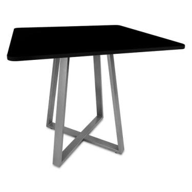 Imagem de Mesa De Jantar Para Cozinha Em aço Estilo Industrial Gizé Tampo Quadra