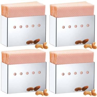 Imagem de Kit 4 Porta Guardanapos de Inox para Lanchonetes Confeitarias Restaurantes Mesa Parma B...