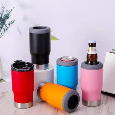 Imagem de Copo Térmico Longneck e Lata 400ml Inox Tampa Removível – Isolamento Térmico Bebidas Geladas e Quentes – Portátil e Resistente