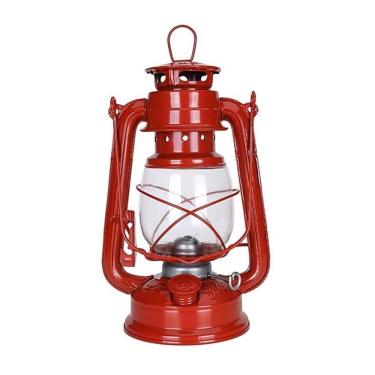 Imagem de Lampião Querosene 24Cm Lamparina 200Ml Luminária -Vermelho