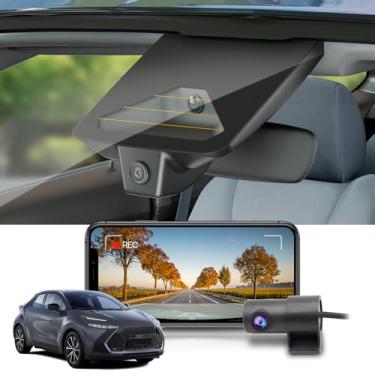 Imagem de Fitcamx Câmera de painel frontal 2K + traseira 1080P adequada para Toyota C-HR 2024 2025, estilo OEM, vídeo HD duplo, Wi-Fi e aplicativo integrados, gravação em loop, sensor G, visão noturna, fácil de