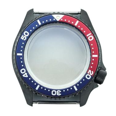 Imagem de FEIYASHI Caixa de relógio preta PVD de aço inoxidável de 42,5 mm, moldura de cerâmica, vidro de safira para NH35 NH36/34, movimento 3,8 peças de coroa, NH35 NH34/36/38 movimento + anel capítulo azul