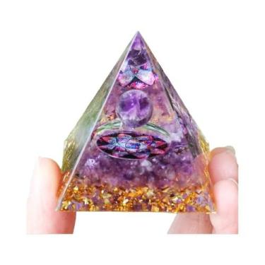 Imagem de Pirâmide De Orgônio De Ametista E Peridoto, Cristal De Cura Com Energi