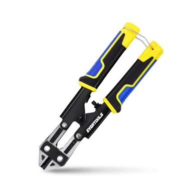 Imagem de EVERTOOLS Mini cortador de parafuso de 20 cm com protetor de dedo - design de alta alavancagem para corte resistente em correntes endurecidas, cadeados, fios, cabos - aderência confortável