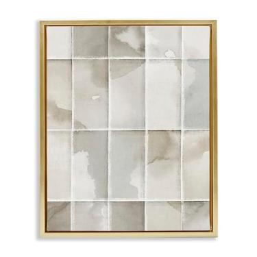 Imagem de Stupell Industries Neutro Awakening Geometrics Gold Framed Floater Canvas Wall Art Design por Emma Peal, 21 x 17